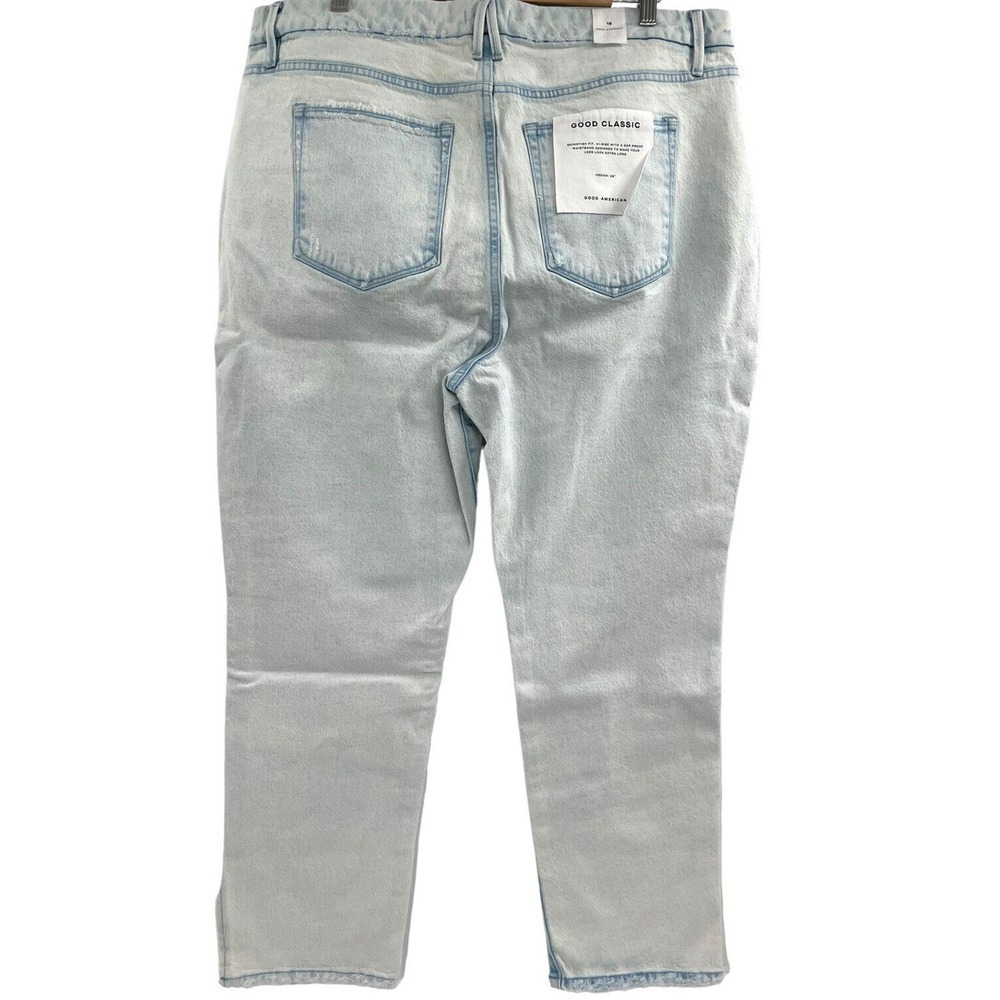 Good American Good Classic Side Slit Hi Rise Light Wash Jeans Size 18 $169 - Picture 4 of 11